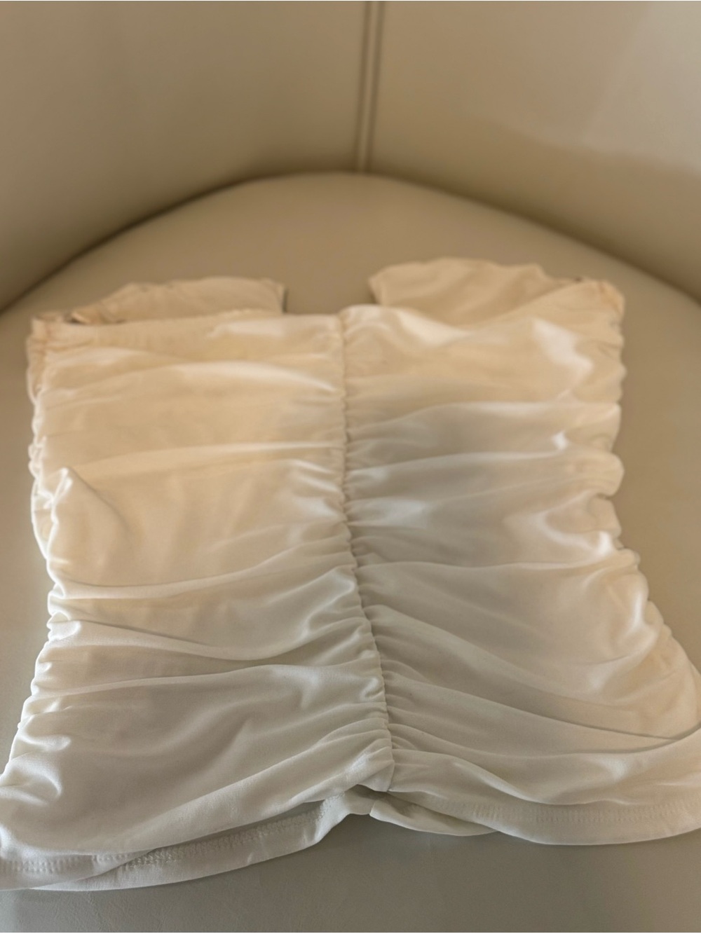 White Ruched Strapless Top - Picture 2 of 3